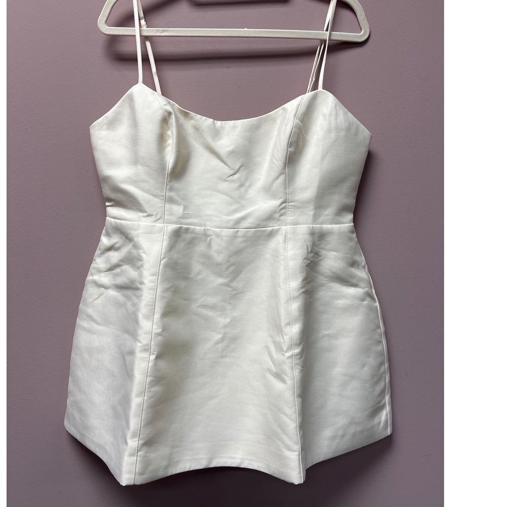 Showpo Carolina Mini Dress Off White Scoop Neck Panel Bodice US 12 NEW